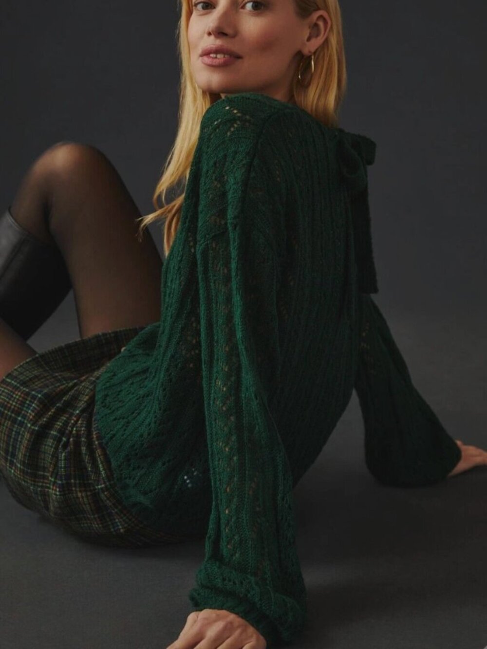 Anthropologie Bishop + Young Pointelle Crewneck Sweater, Size Small